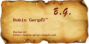 Bobis Gergő névjegykártya